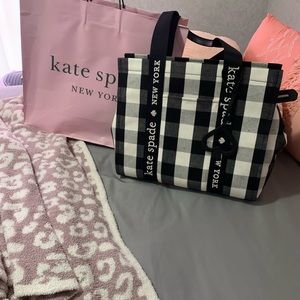 KATE SPADE ♠️ Gingham Canvas Tote